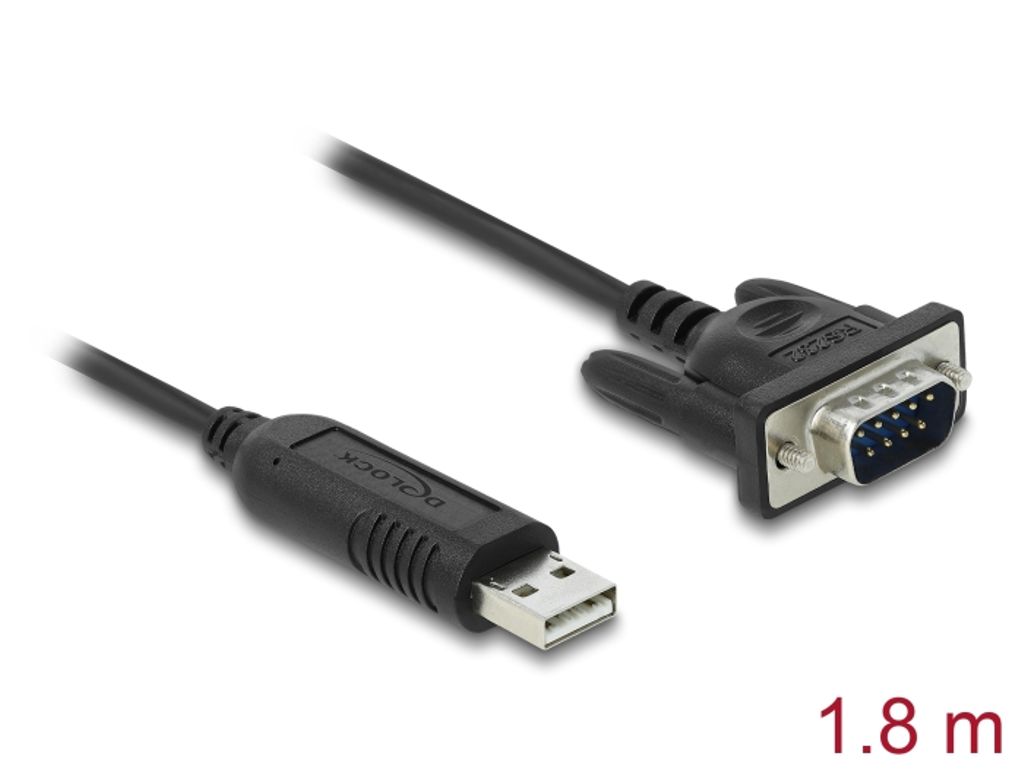 Delock USB 2.0 - sarjaliitäntä RS-232 -sovitin, jossa on kompakti sarjaliitäntäkotelo