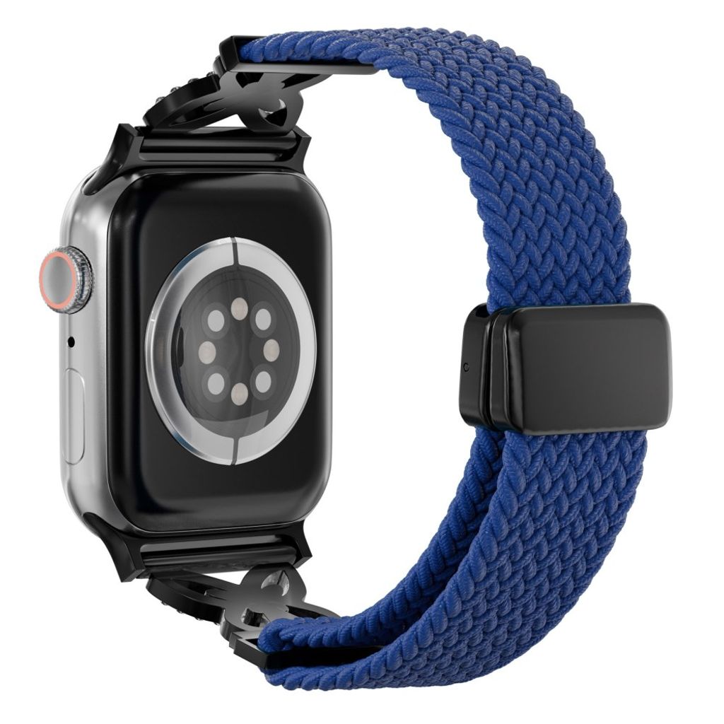 Apple Watch 42/41/40/38mm Flätat Klockarmband i Nylon med Strass - Blå
