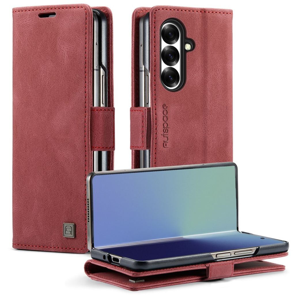 AUTSPACE Samsung Galaxy Z Fold8 Ultra Flip Cover med RFID blokering - Rød