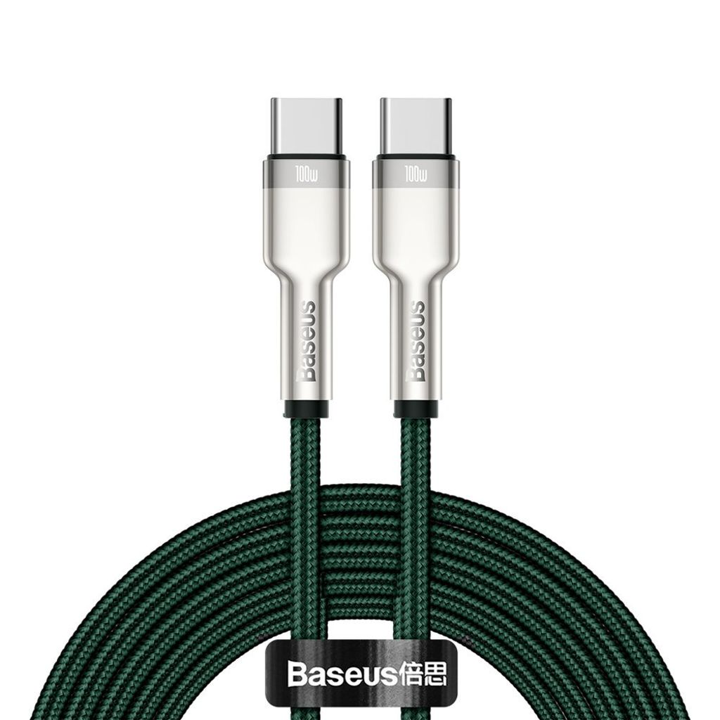 Baseus Cafule Series Metal USB-C til USB-C kabel 100W 2 meter – Grøn