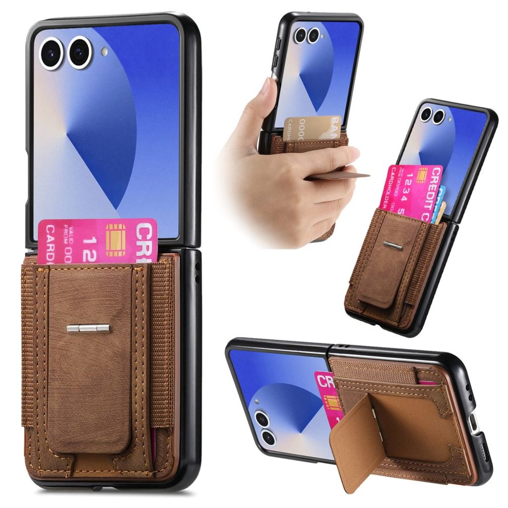 Samsung Galaxy Z Flip7 5G Skal med korthållare - Brun