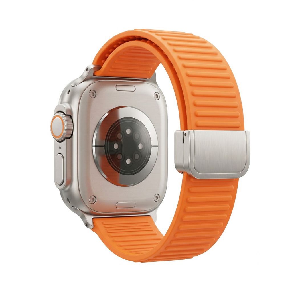 Apple Watch 42/41/40/38mm Silikon klokkerem Magnetisk lukking - Oransje