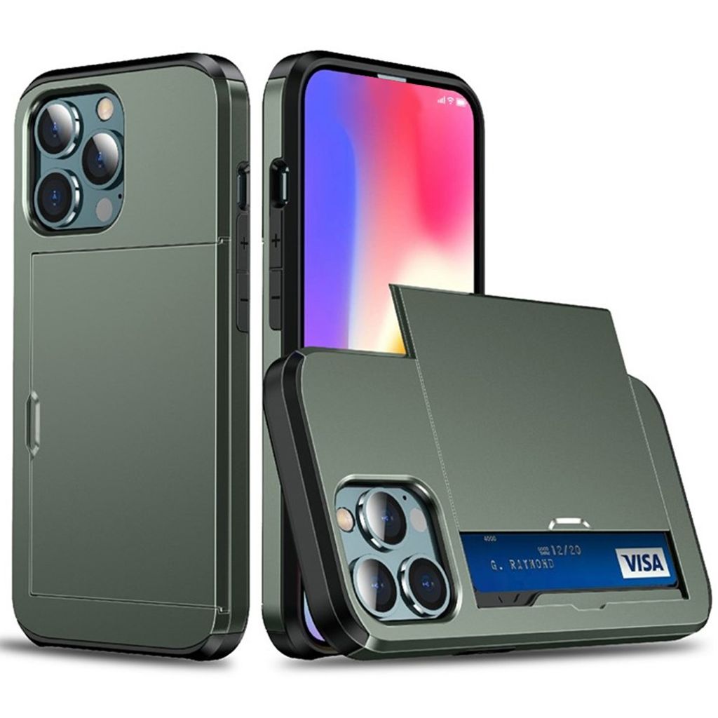 AMORUS iPhone 12 Pro Max Cover med Kortplads - Grøn