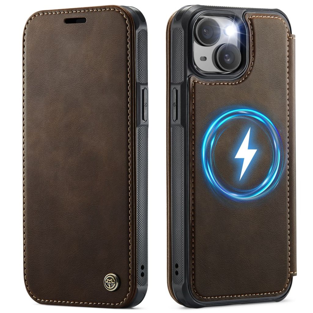 CASEME 053 iPhone 14 Flip Cover MagSafe RFID-blokerende - Brun