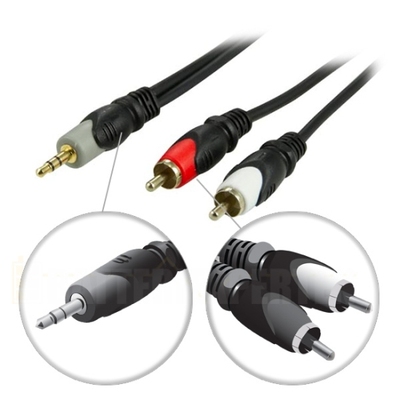 Ljudkabel, 3,5mm ha - 2xRCA ha 1m