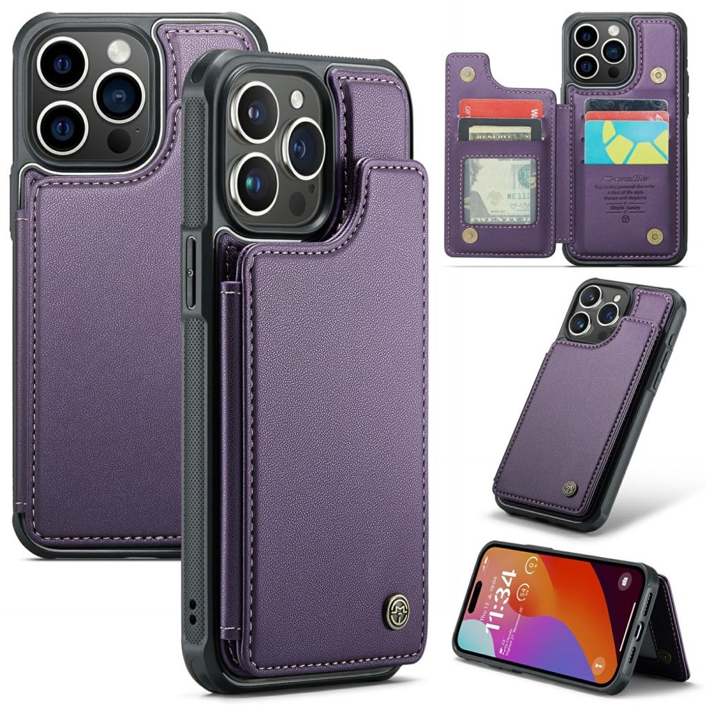 CASEME C22 Wallet Case for iPhone 16 Pro Max – Purple