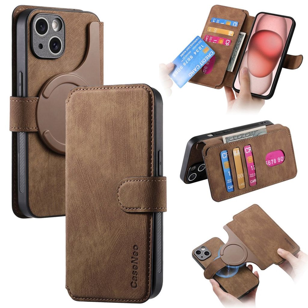 Caseneo MW-03 iPhone 13 Wallet Cover – Brown