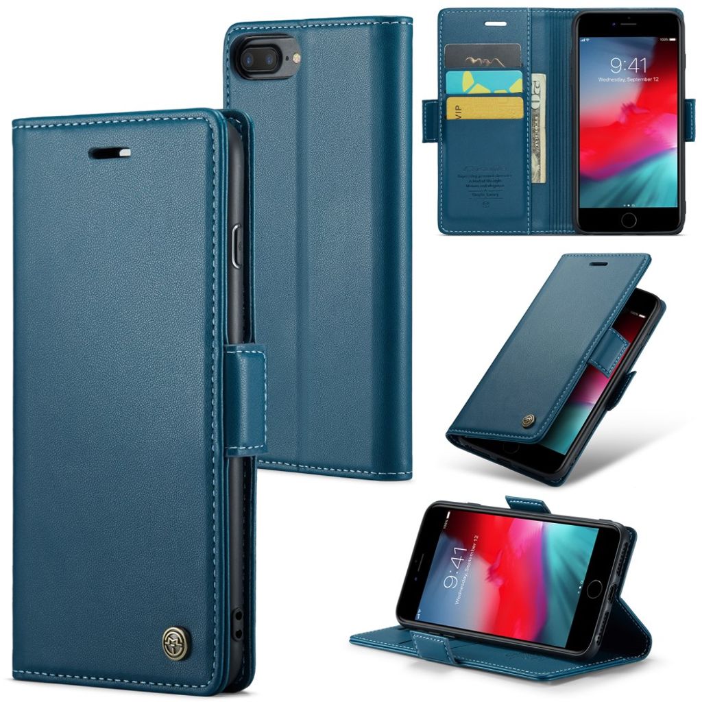CASEME iPhone 6 Plus/6s Plus/7 Plus/8 Plus Fodral med Kortfack - Blå
