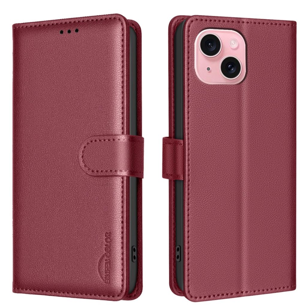 BINFEN COLOR iPhone 13/14 Wallet Cover RFID Blocking - Red