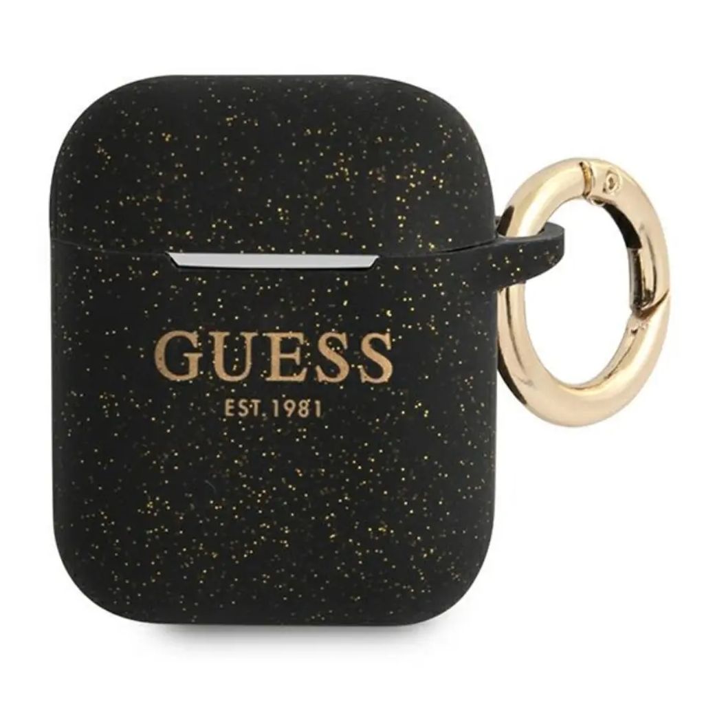 Guess Glitter Silikon Fodral till AirPods 1/2 - Svart