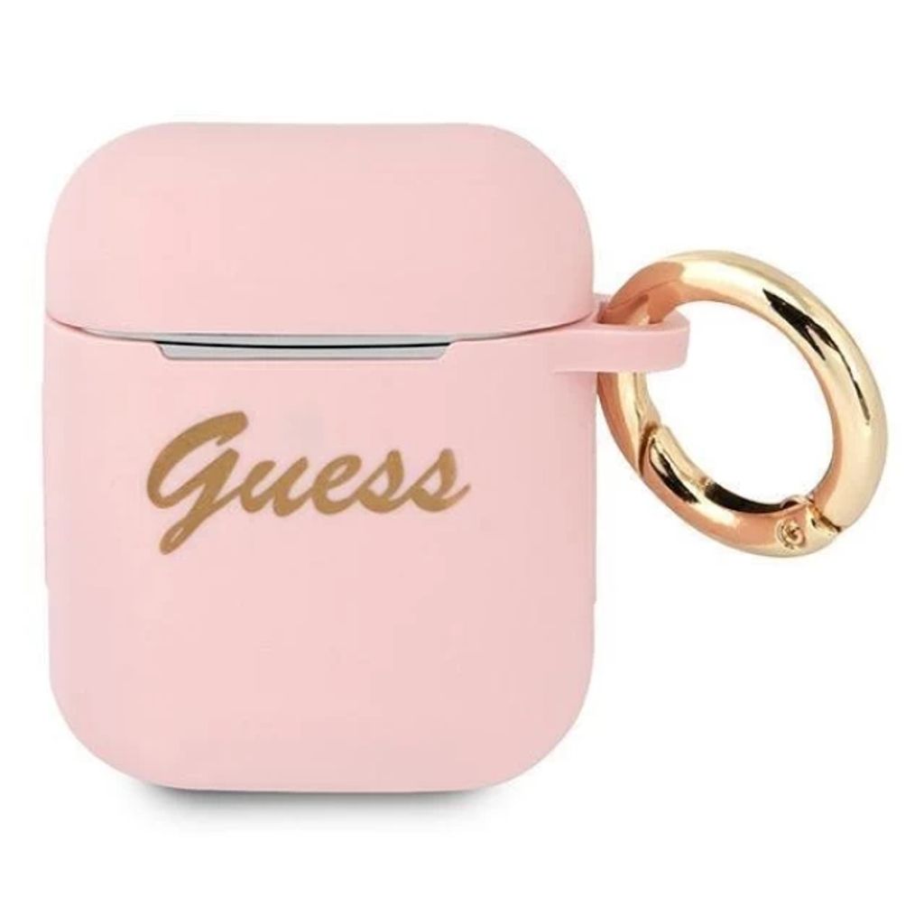 Guess Silicone Vintage Script Fodral till AirPods 1/2 - Rosa