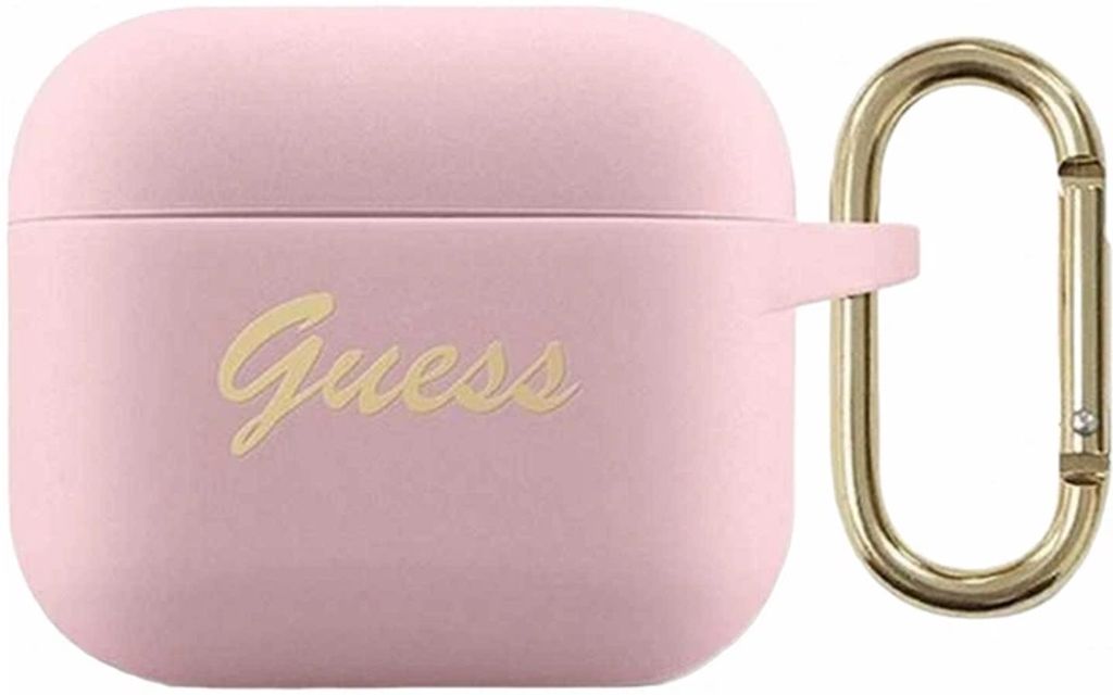 Guess Silicone Vintage Script Fodral till Airpods 3 - Rosa