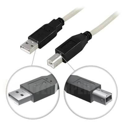 USB 2.0 kabel Typ A hane - Typ B hane 3m, grå