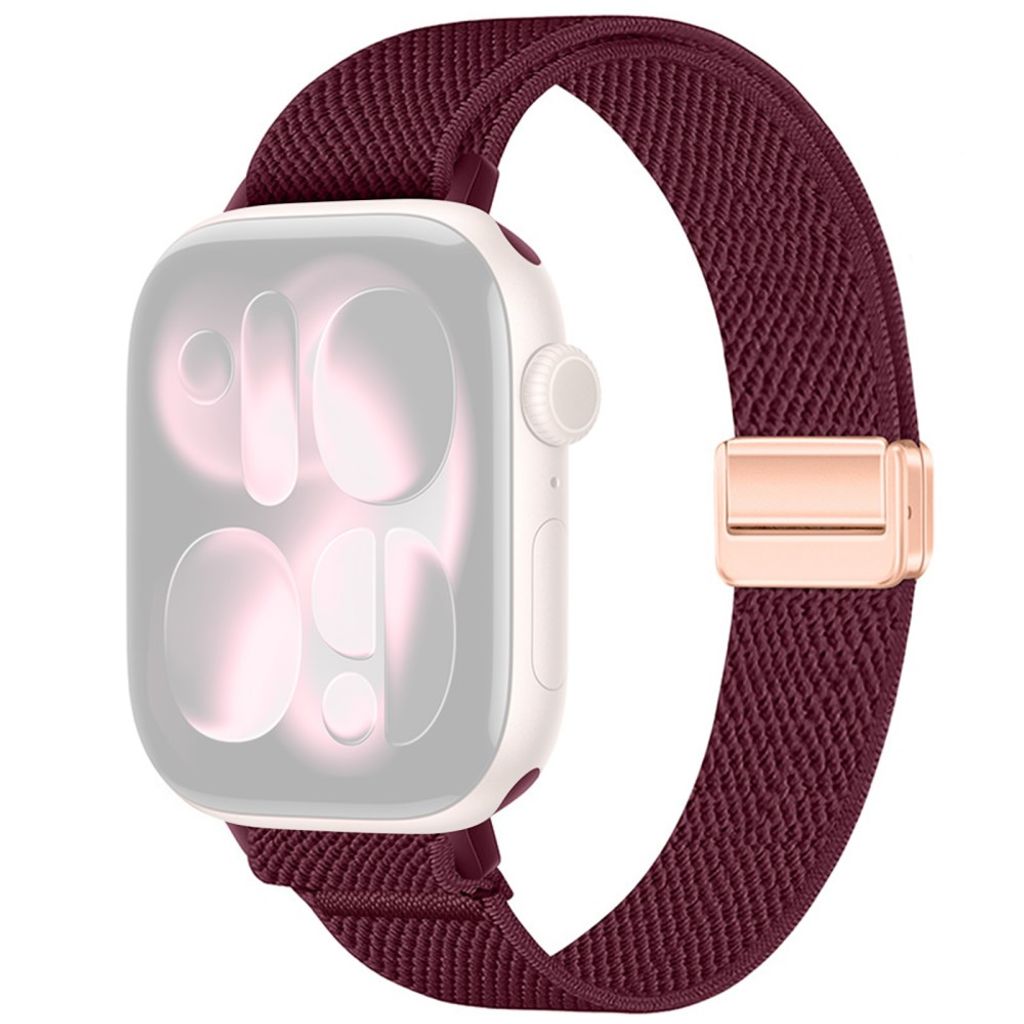 Apple Watch 42/41/40/38mm Smalt Klockarmband i Nylon - Vinröd