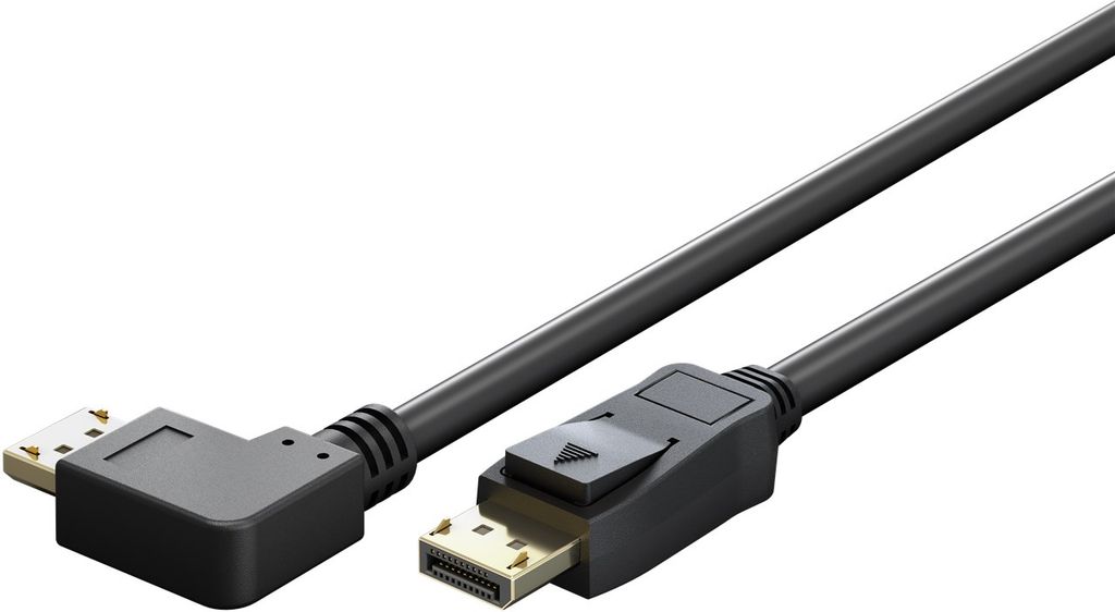 Goobay DisplayPort-kabel vinklet højre/venstre, 54 Gbit/s, 3m