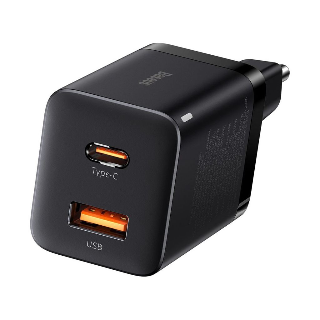Baseus Super Si Pro hurtigoplader USB & USB-C 30W sort