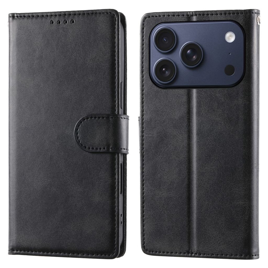 iPhone 18 Pro/17 Pro Plånboksfodral PU-läder med Stativ - Svart