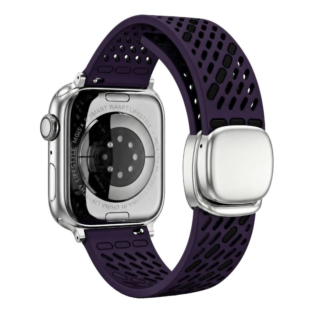 Apple Watch 49 / 46 / 44 / 42mm Klockarmband i Silikon - Lila/Svart