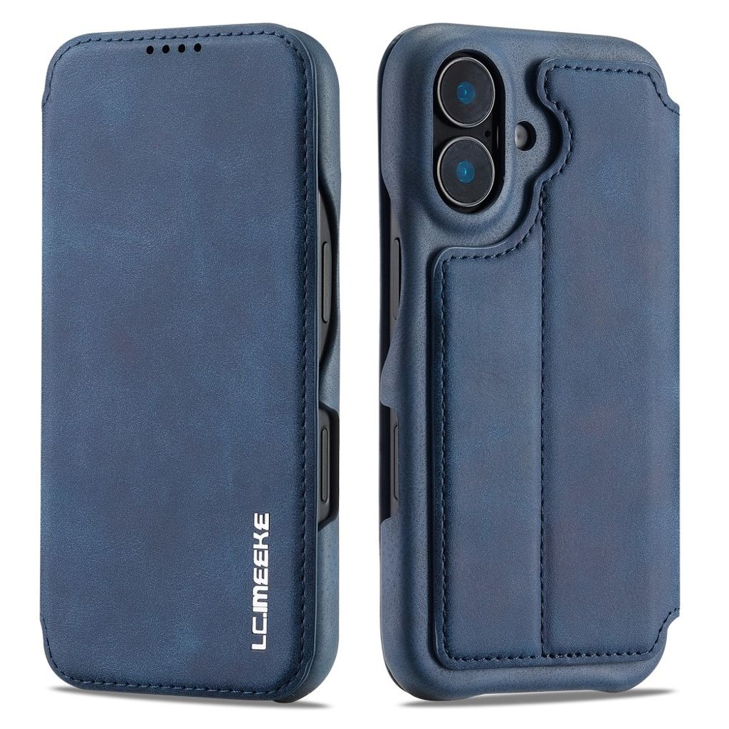 LC.IMEEKE iPhone 16 Plus Wallet Cover Card Holder Stand – Blue