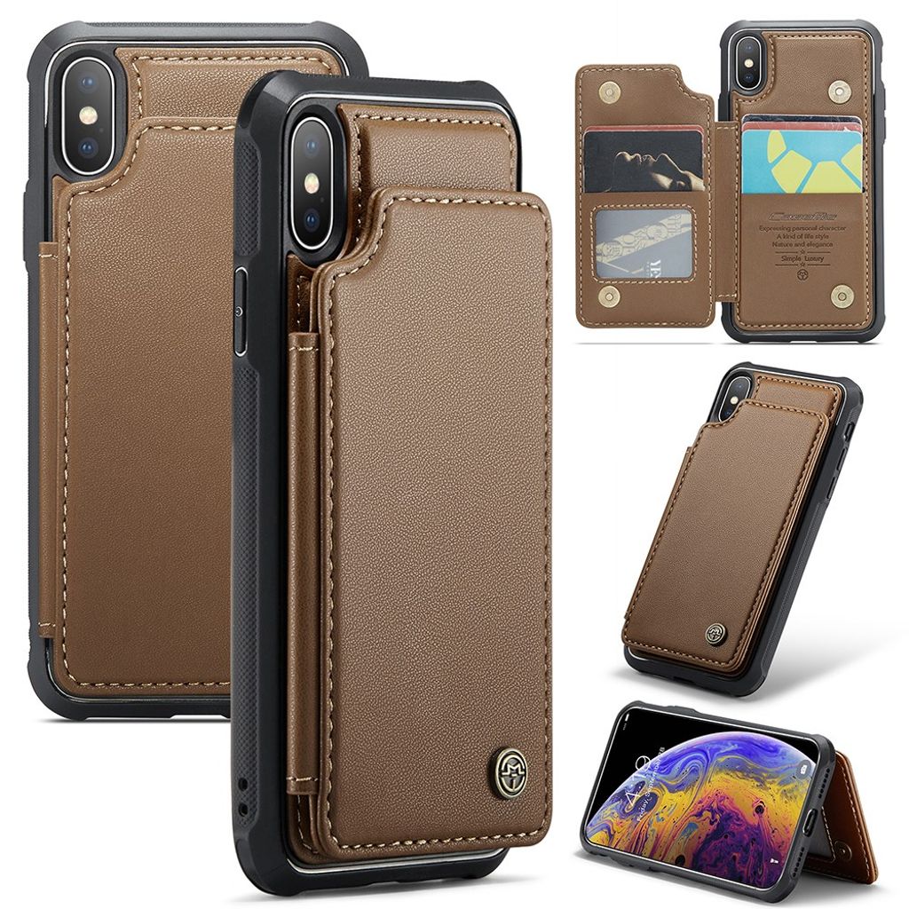 CASEME iPhone XS Max Pungcover med RFID Kortholder – Brun