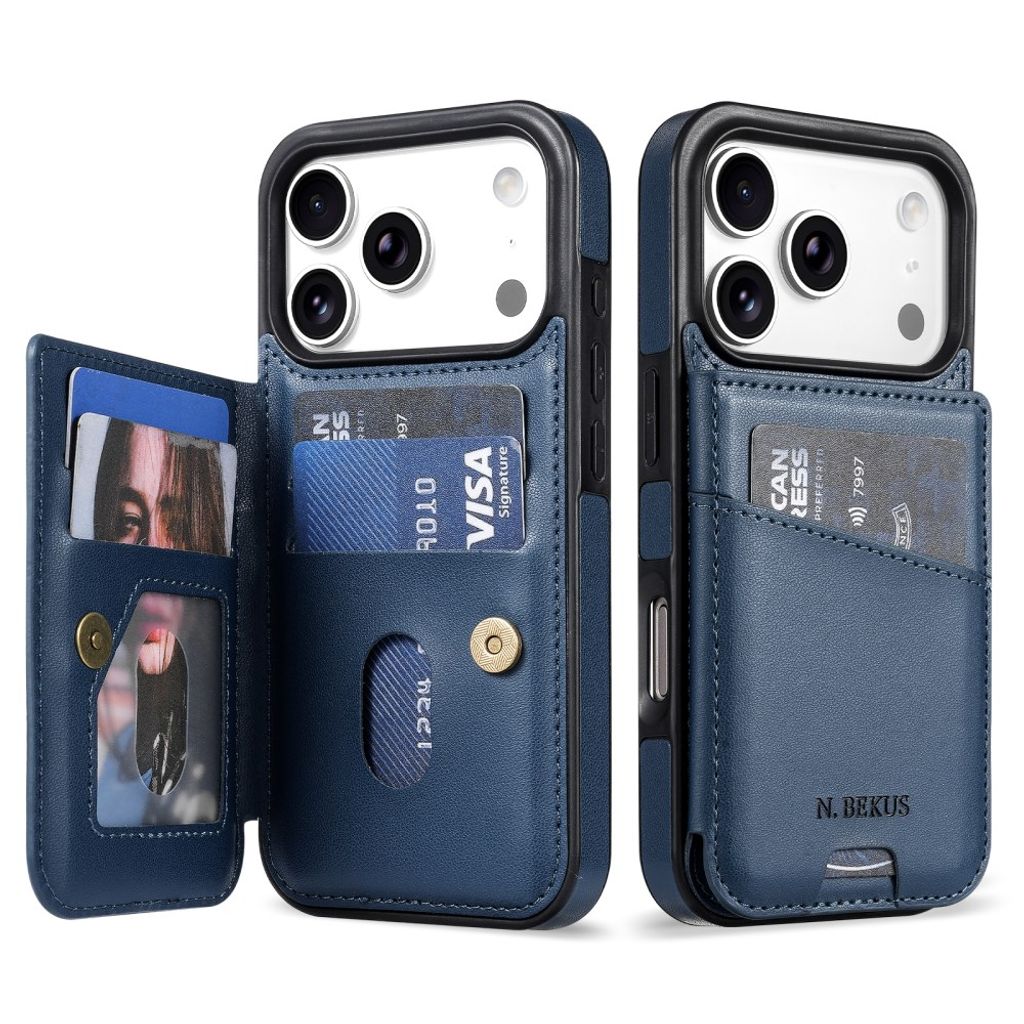 N.BEKUS iPhone 18 Pro/17 Pro Lompakkokuori RFID-suojauksella - Sininen