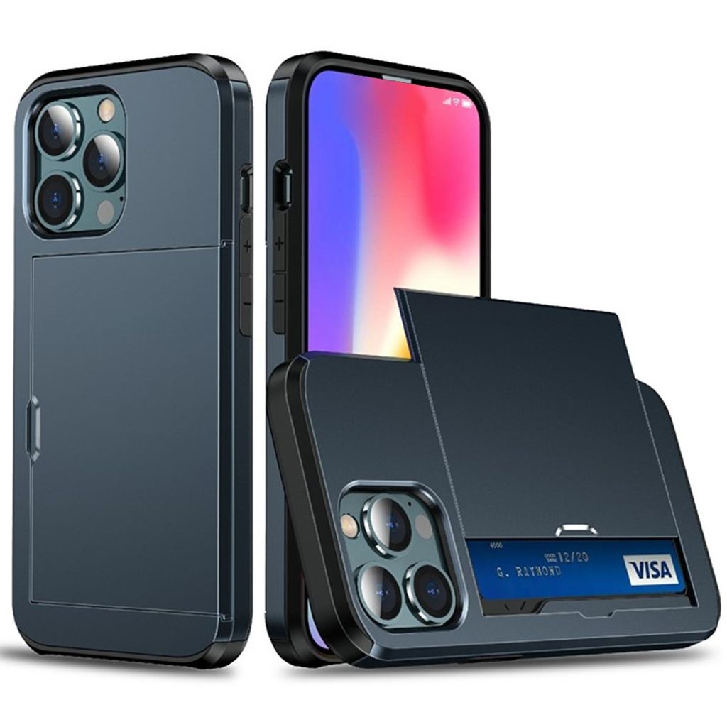 AMORUS iPhone 12 Pro Max Cover med Kortplads - Mørkeblå