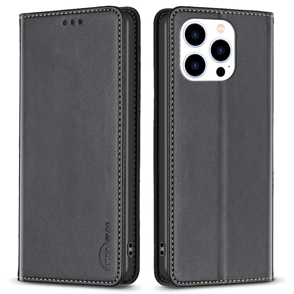 BINFEN iPhone 16 Pro Lommeboketui med Kortspor – Svart