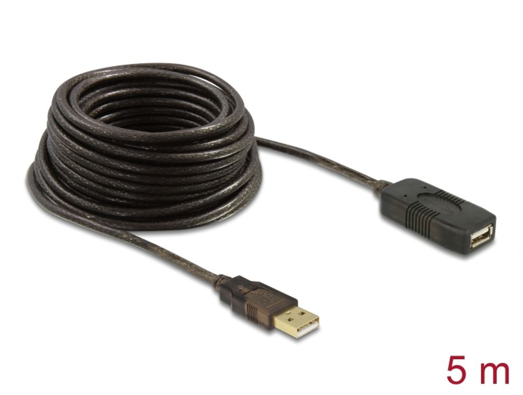 Delock USB 2.0 forlængerkabel, aktiv 5m