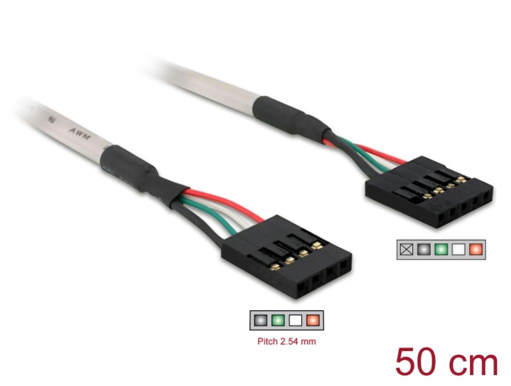 Delock USB 2.0 -kaapeli, 5-nastainen naarasliitin - 4-nastainen naarasliitin, 0,5 m