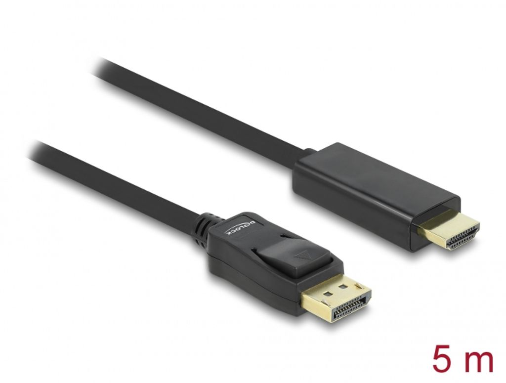 Delock DisplayPort-kabel 1.1 hane till High Speed hane passiv 5m - Svart