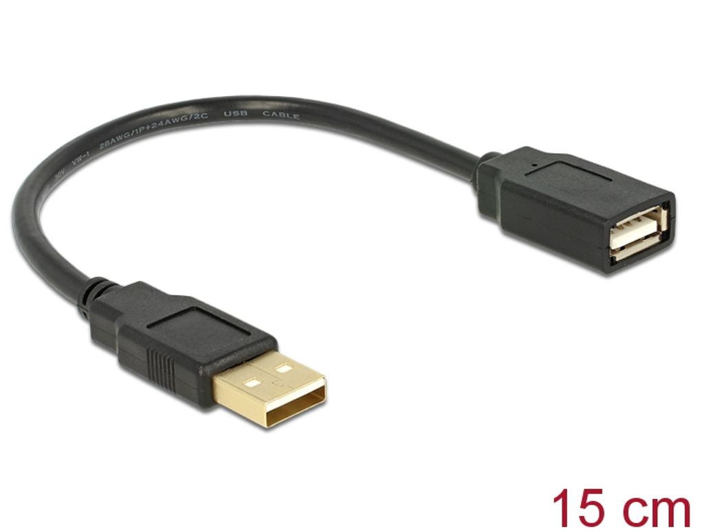 Delock Forlængerkabel USB 2.0 AA 15cm han/hun