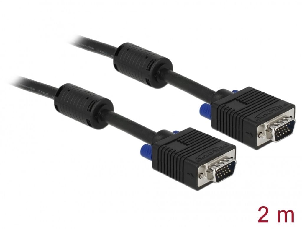 Delock SVGA-kabel hane till hane, 2m