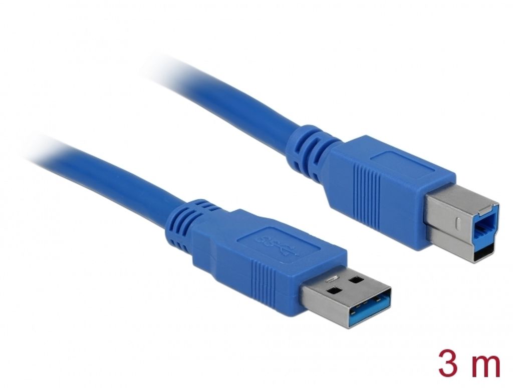 Delock USB 5 Gbps -kaapeli USB-A uros - USB-B uros 3m - sininen