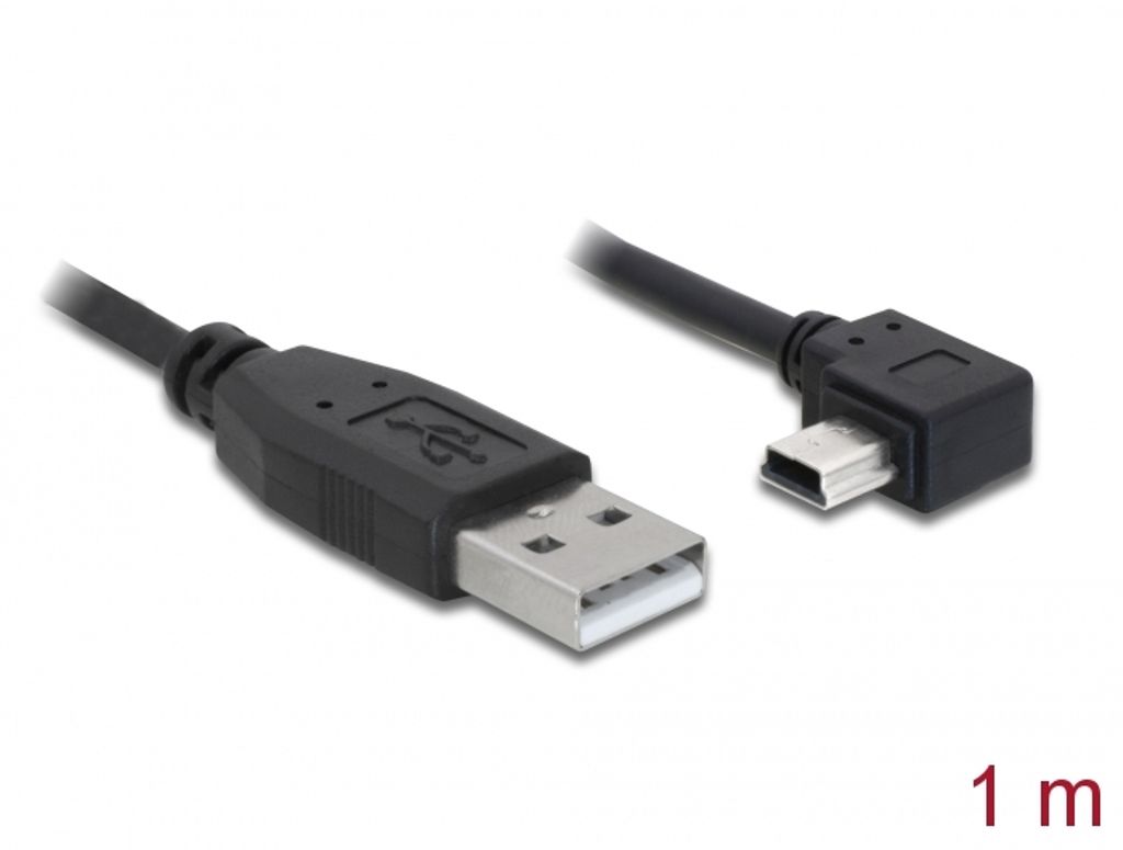 Delock USB 2.0-kabel USB-A han til Mini USB-B han venstrevinklet 1 m
