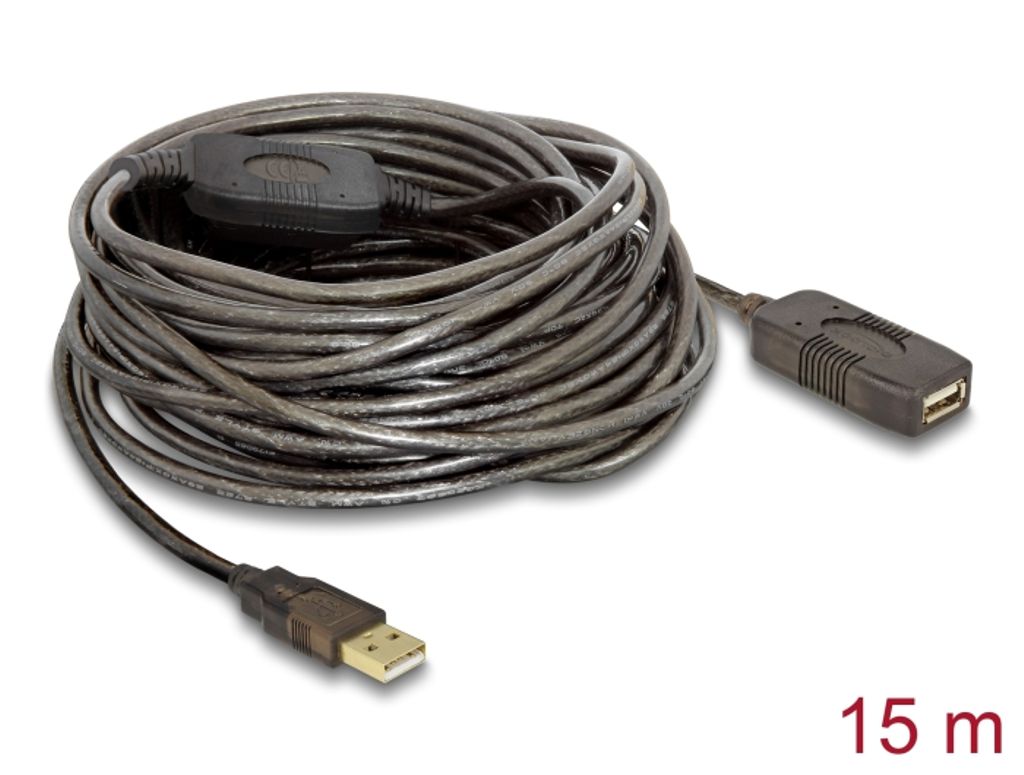Delock USB 2.0 forlængerkabel, aktiv 15m