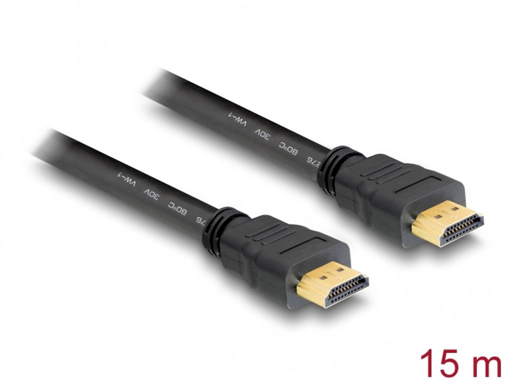 Delock Høyhastighets HDMI-kabel med Ethernet - HDMI A-hann til HDMI A-hann 15 m