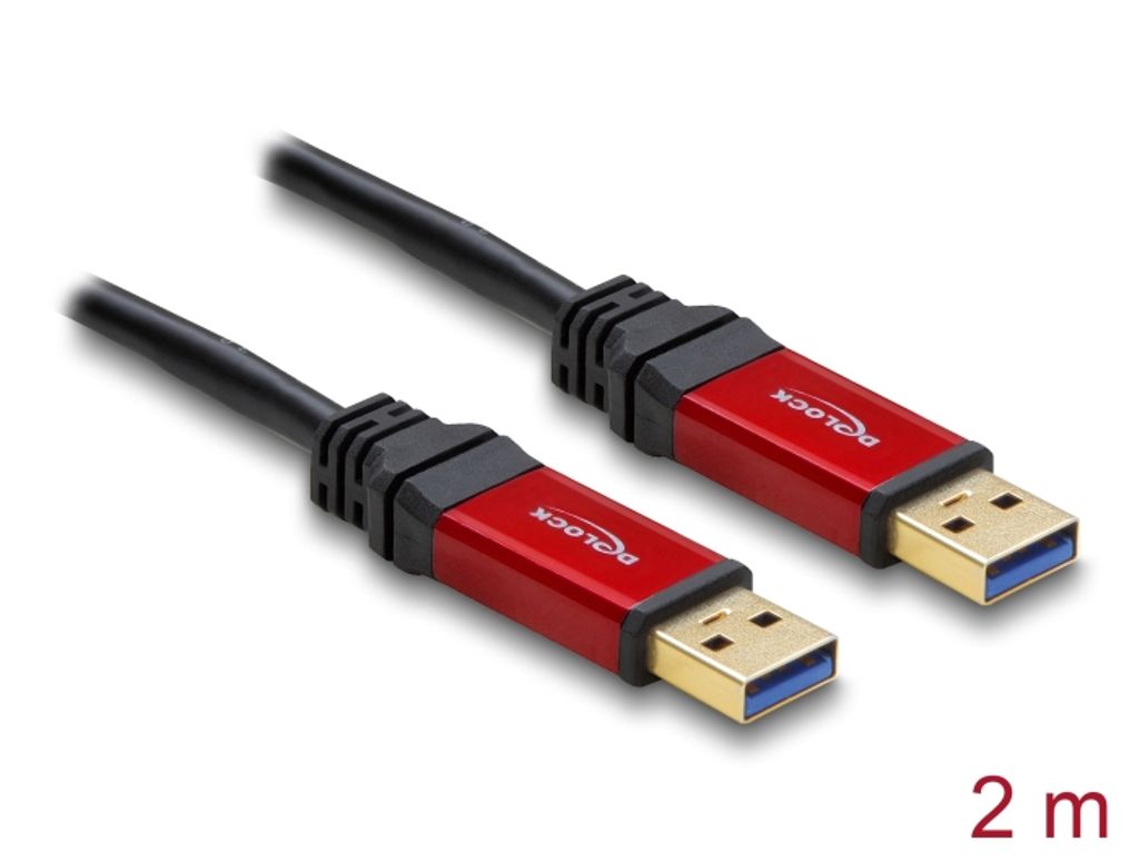 Delock USB 5 Gbps -kaapeli USB-A uros - USB-A uros 2m metalli