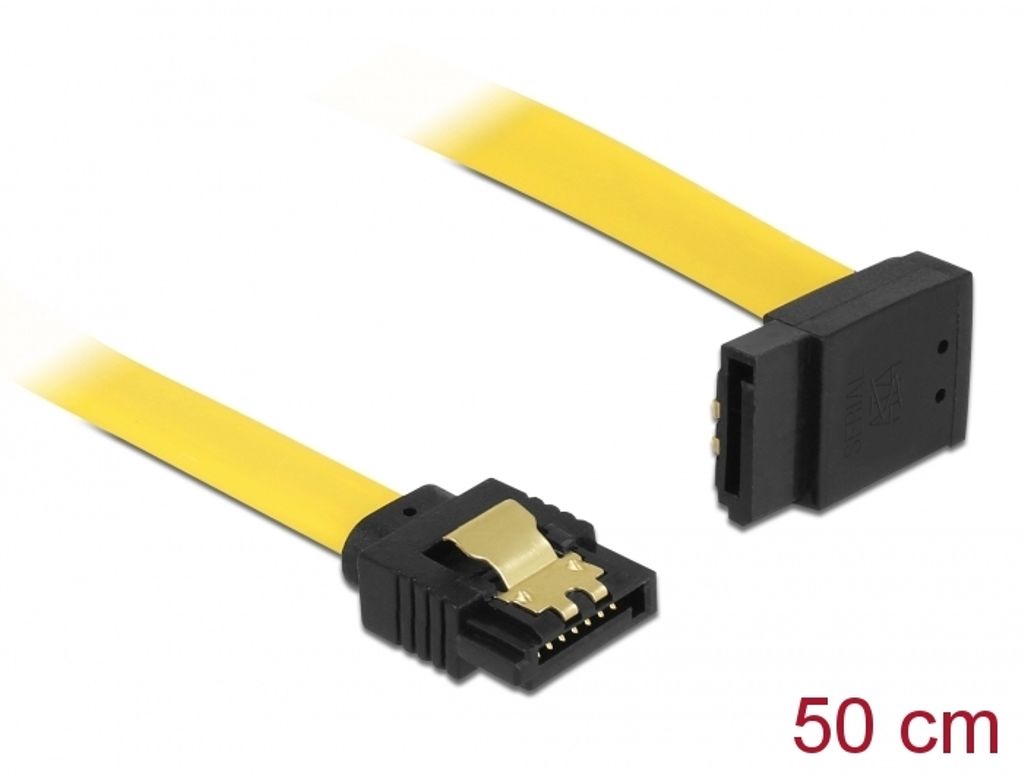 Delock SATA 6 Gb/s kabel lige til opad vinklet 0,5m - Gul
