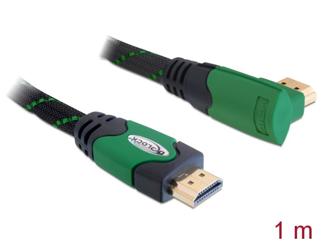 Delock Høyhastighets HDMI-kabel med Ethernet-hann til vinklet hann 4K 1m