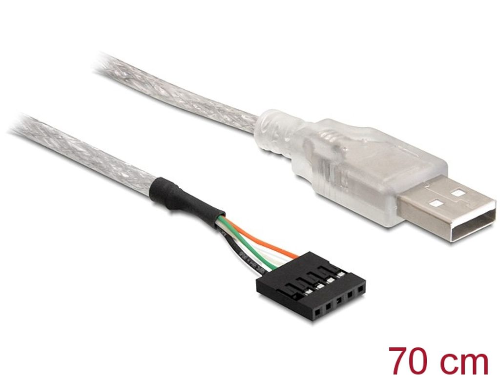 Delock USB-A 2.0 -kaapeli, uros - pinniliitin