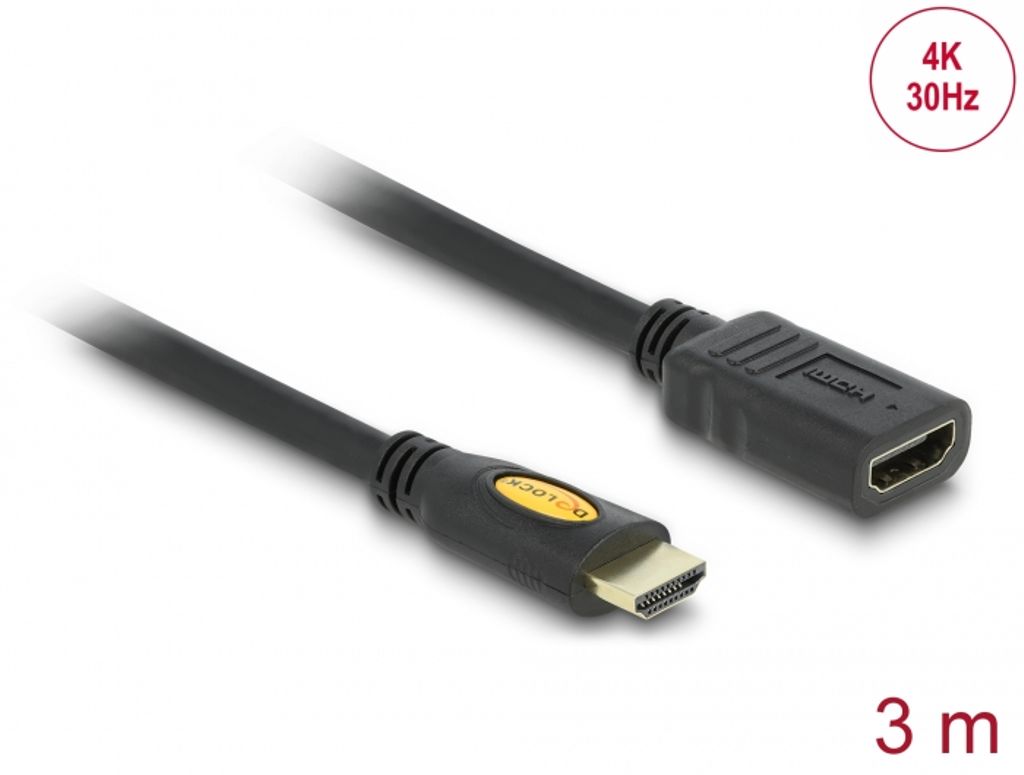 Delock forlengelseskabel med høy hastighet, HDMI-hann til hunn, 3 m