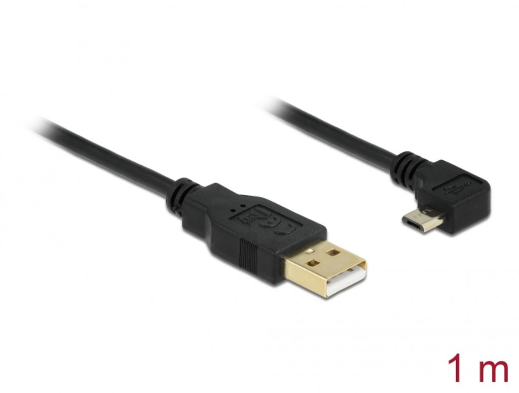 Delock-kabel USB-A-hane till USB micro-B-hane vinklad 90° vänster/höger