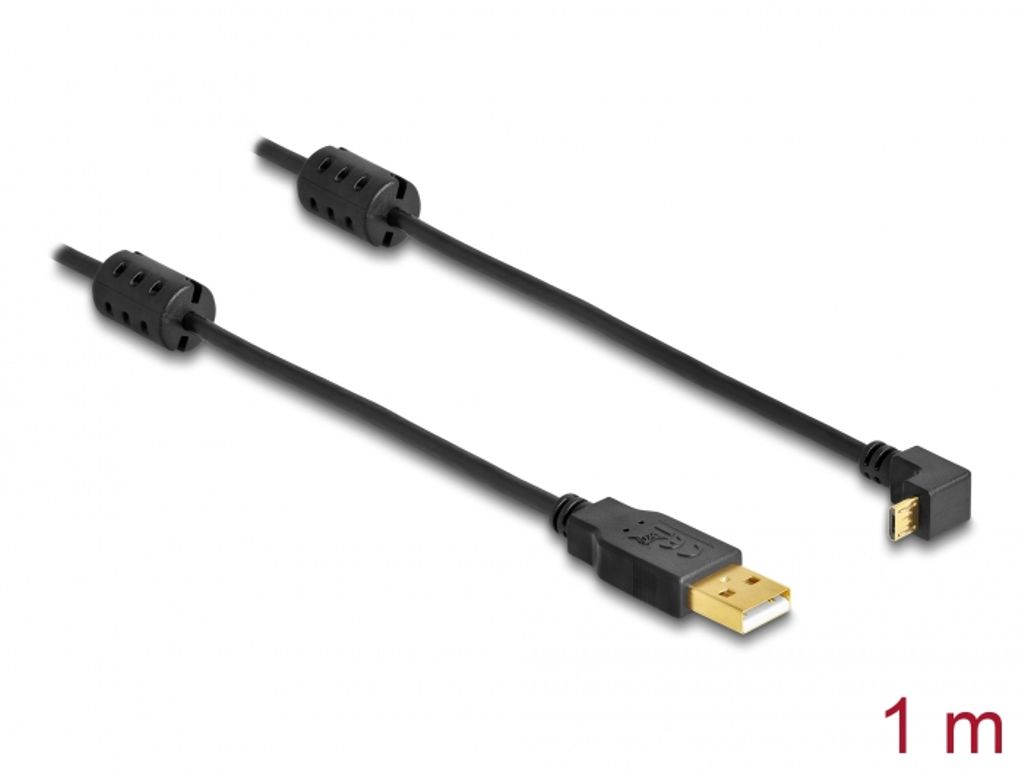 Delock USB-A-kabel hane till USB micro-B-hane vinklad 90° upp/ner