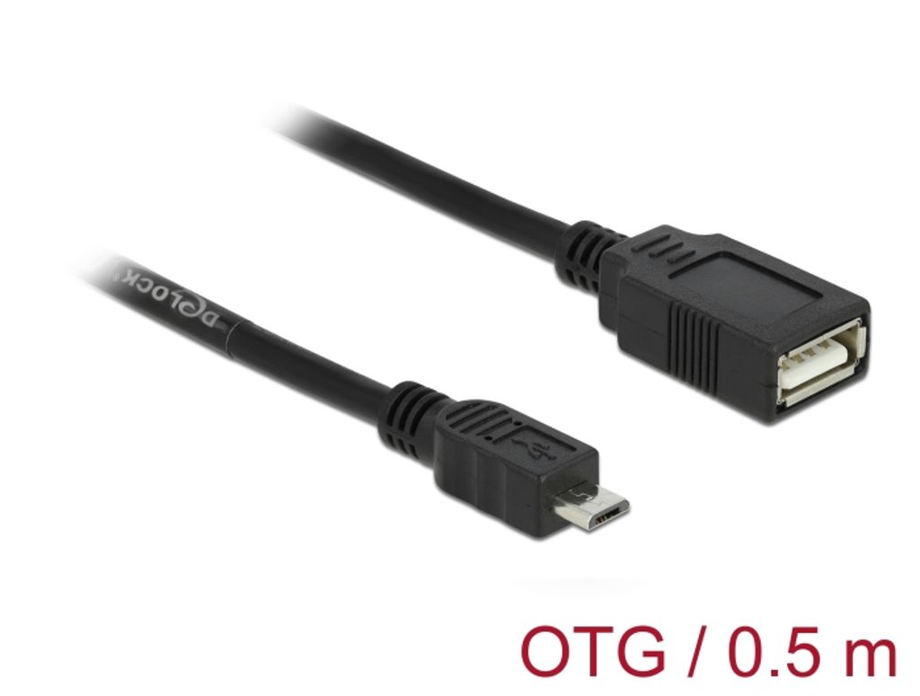 Delock USB micro-B-kabel hane till USB 2.0-A hona OTG 0,5m