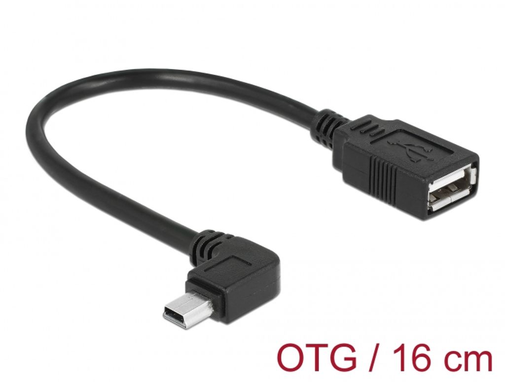 Delock Kabel Mini USB han vinklet til USB 2.0-A hun OTG 16cm