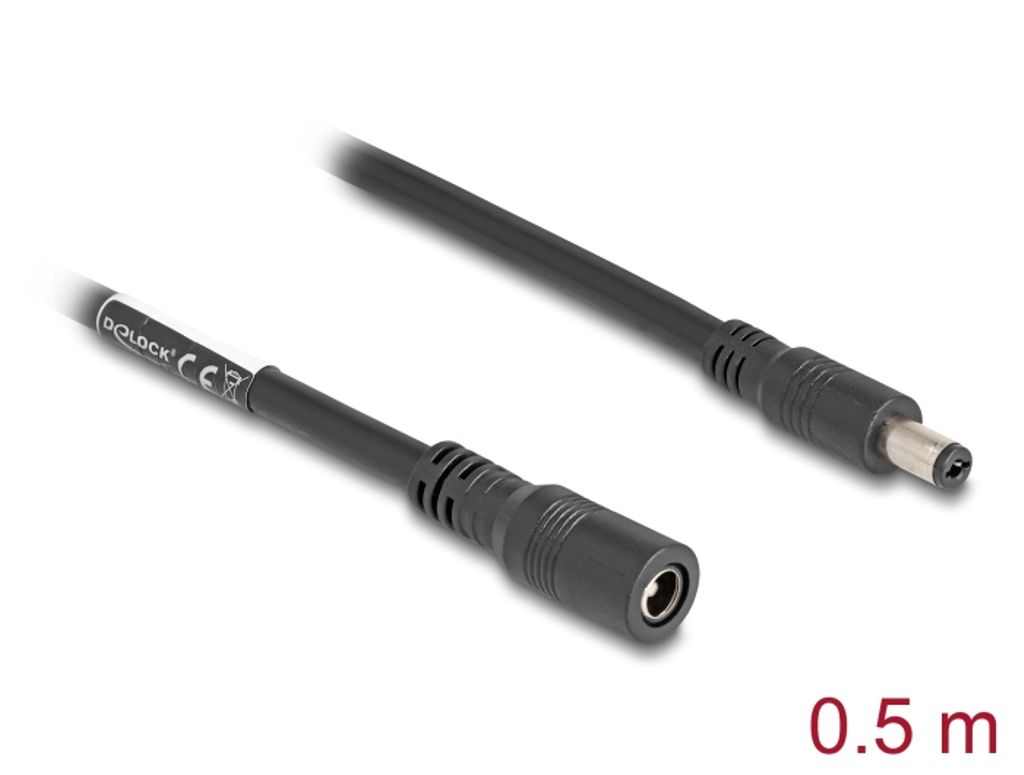 Delock DC-förlängningskabel 5,5 x 2,1 mm hane till hona