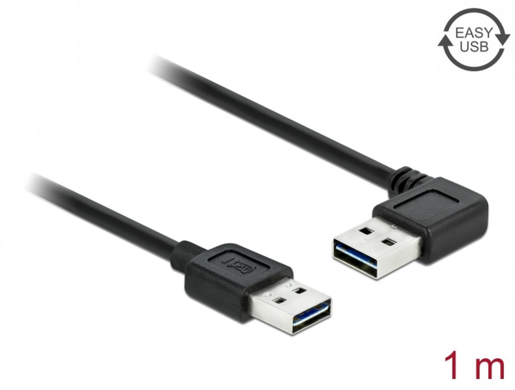 DeLock Vendbar USB-kabel, Type A til Type A, 1m