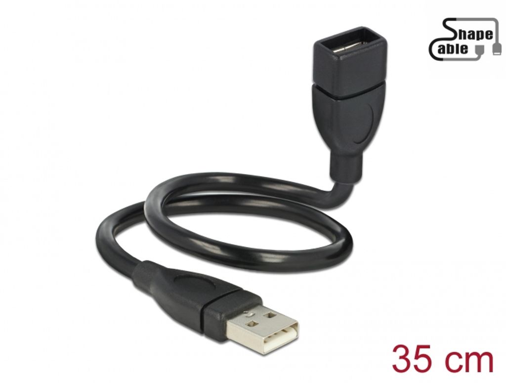 Delock USB-A 2.0-kabel hann til USB-A 2.0 hunn ShapeCable 0,35 m