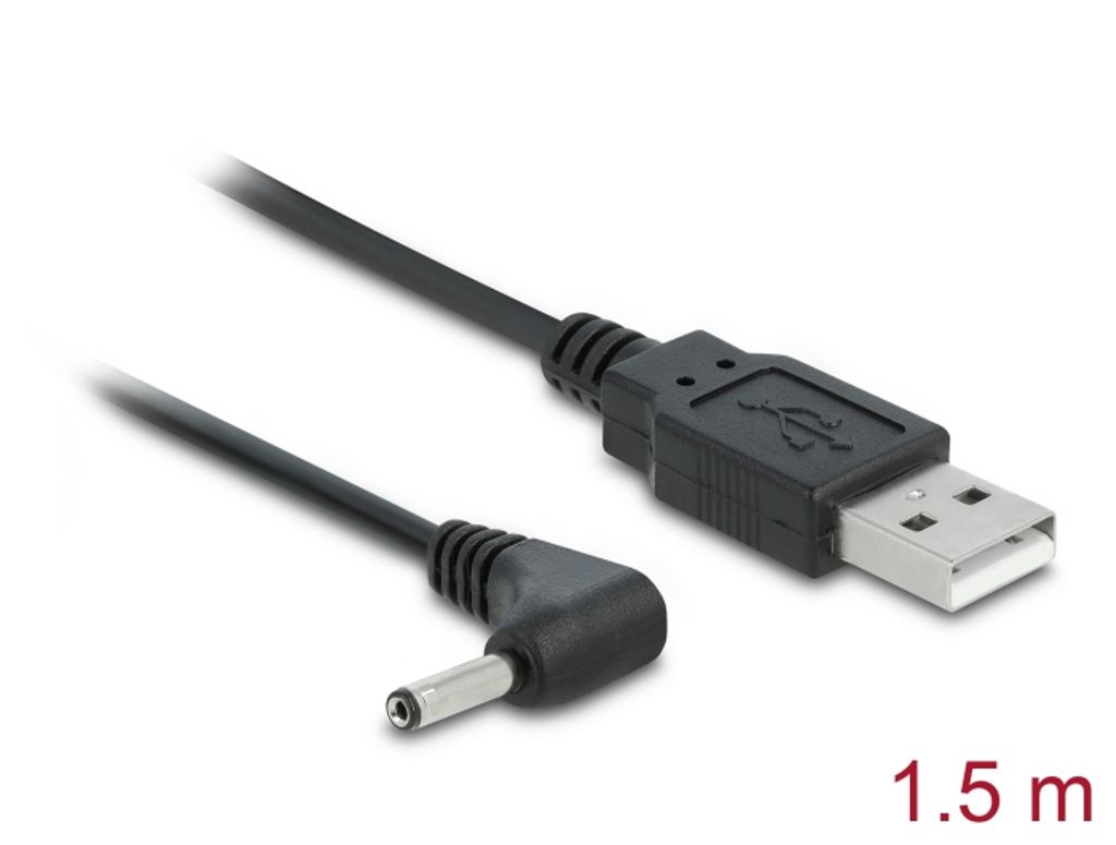 Delock Kabel USB-ström till DC 3,5 x 1,35 mm hane 90° 1,5 m
