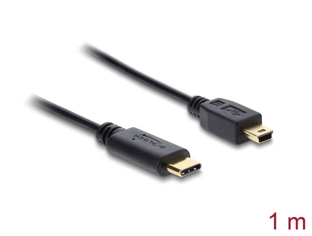 Delock USB-C kabel han til USB 2.0 Mini USB-B han 1m - Sort